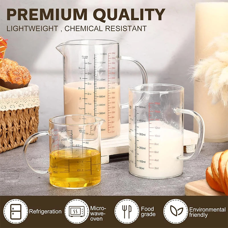 Taza Medidora de Vidrio Borosilicato con Mango