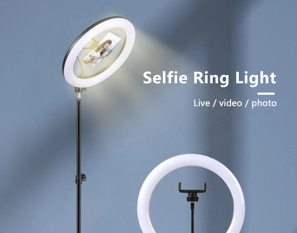 Luz de Video de 26CM, Anillo de Luz LED Regulable para Selfies, Lámpara de Anillo USB con Soporte de Trípode Opcional para Grabación de Video y Maquillaje
