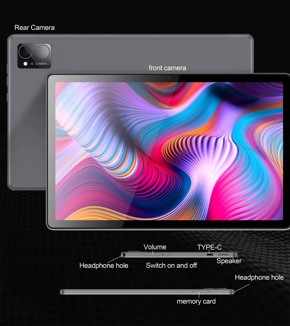 BDF P60 Tablet Pc 10,1 pulgadas 8GB RAM 256GB ROM Android 13 Octa Core 3G 4G LTE tarjetas SIM dobles versión Global tabletas Google