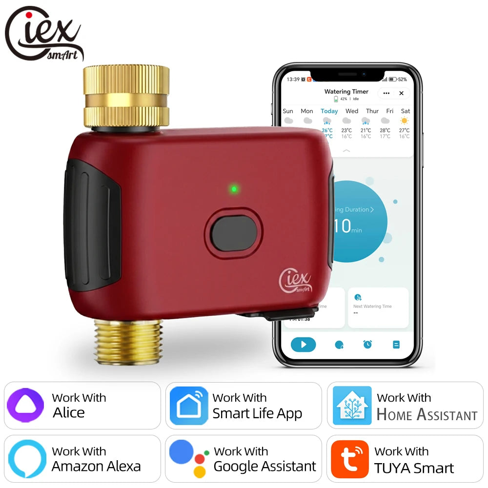 Temporizador de agua WiFi inteligente, controlador de riego, No requiere concentrador, válvula automática de aspersor de goteo para jardín, Control por aplicación Tuya