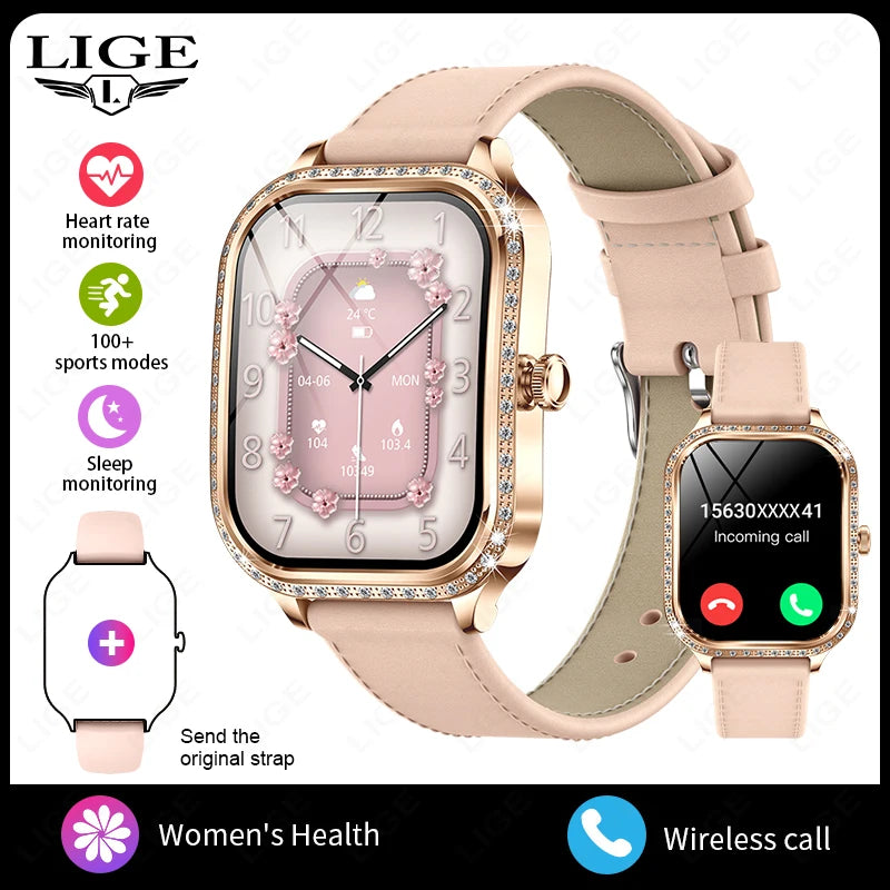 Smartwatch para mujer con pantalla curva HD 1.75 pulgadas y llamadas Bluetooth
