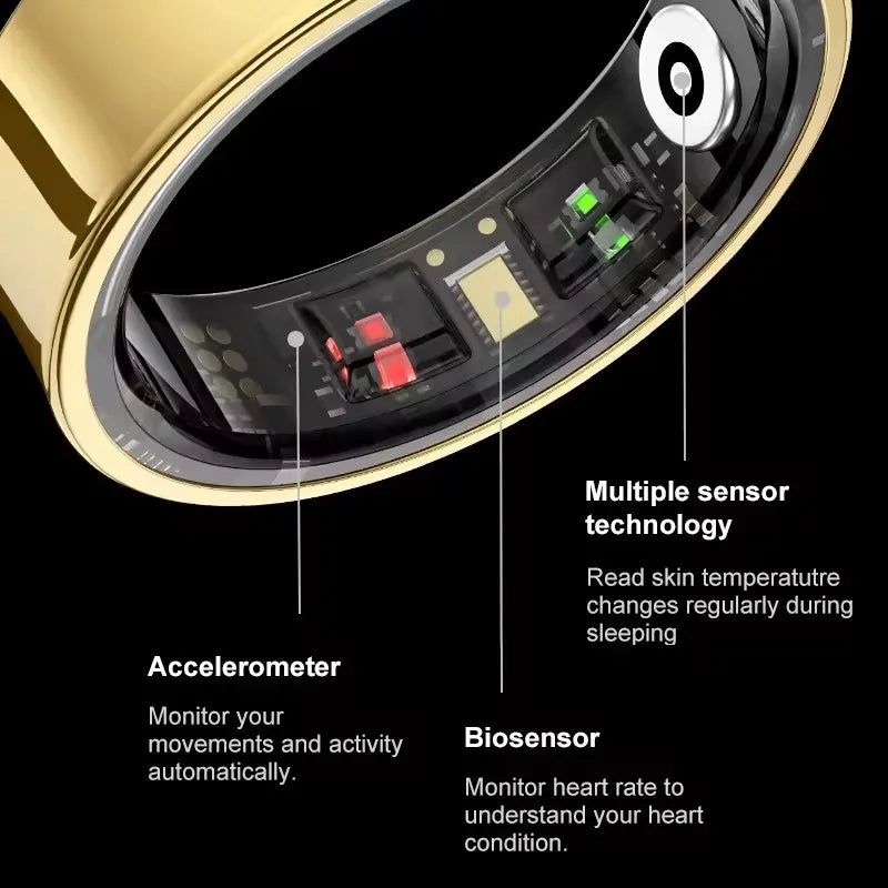 Anillo inteligente presión arterial monitoreo de salud del sueño modo multideporte smartring IP68 impermeable cuidado remoto hombres mujeres