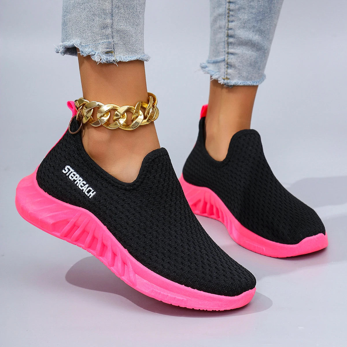 Zapatillas planas de malla transpirable para mujer — Calzado informal de verano
