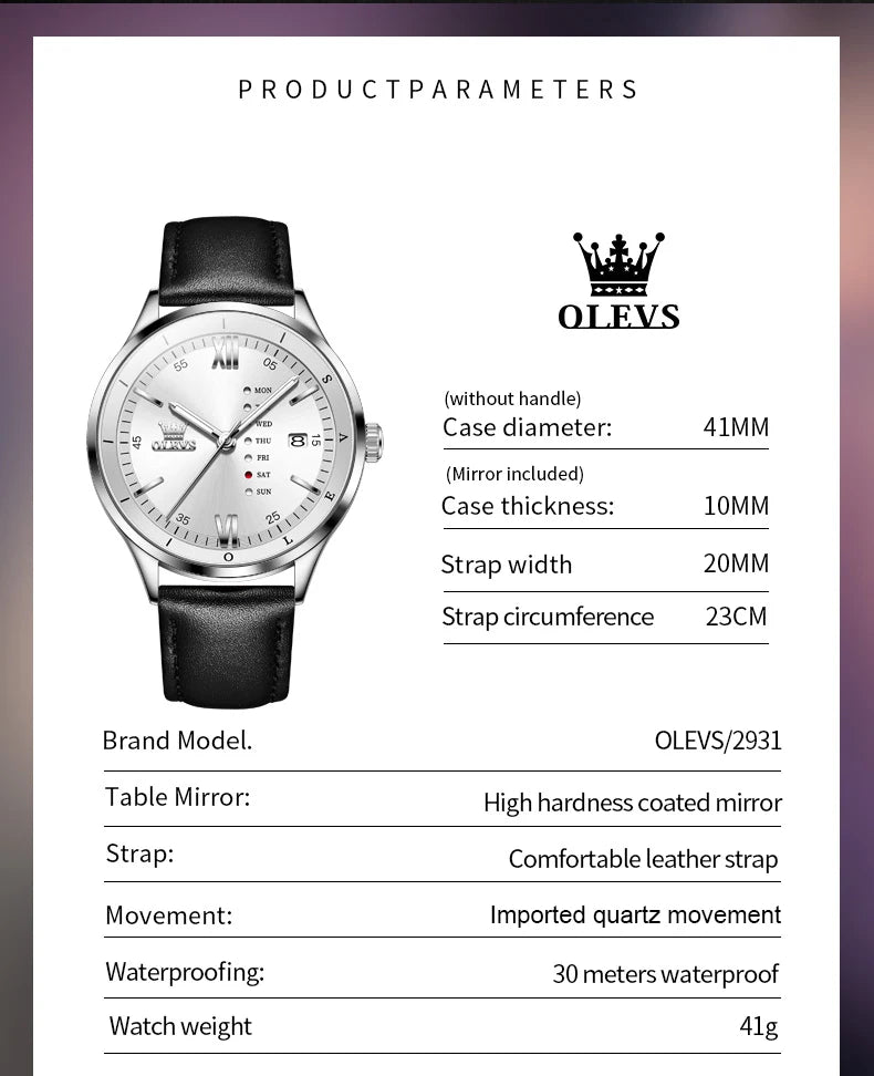 Reloj de Cuarzo OLEVS 2931 para Hombre con Movimiento Japonés