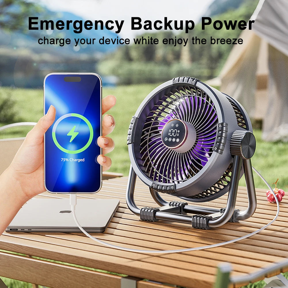 Ventilador Portátil para Camping con Luz y Control Remoto