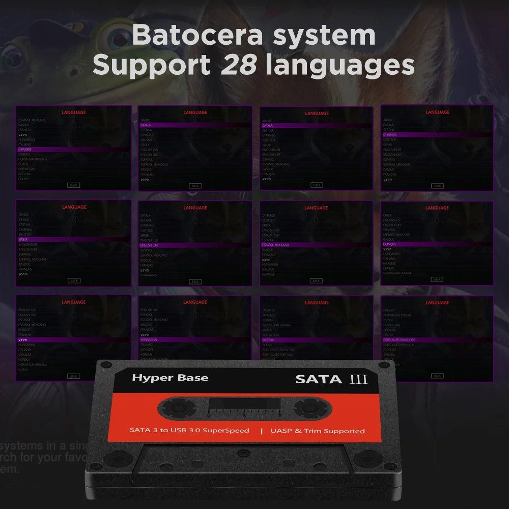Batocera 35.linux 500G HDD externo juego disco duro consolas de juegos más de 48000 juegos para PSP/MAME/N64/DC/3DO/NES para PC/portátil/Mac