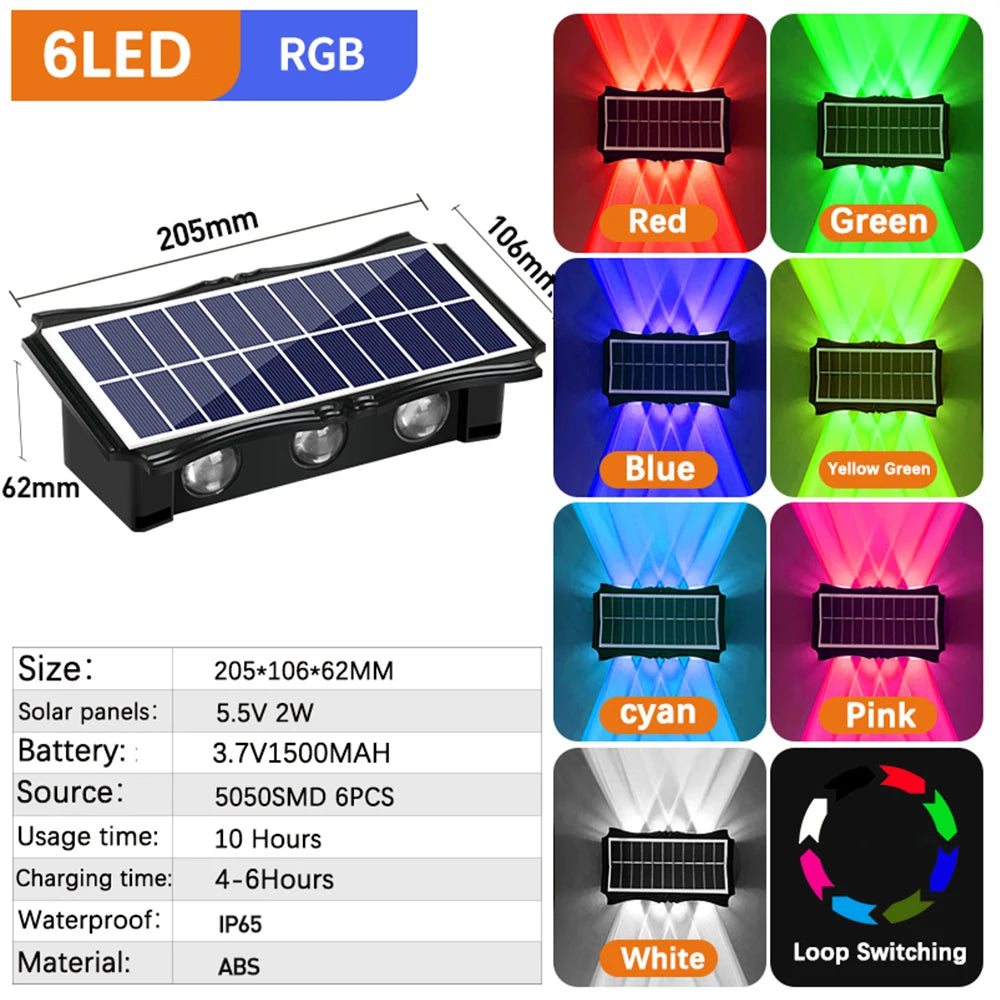 Lámpara Solar LED de Pared para Jardín - Impermeable con RGB