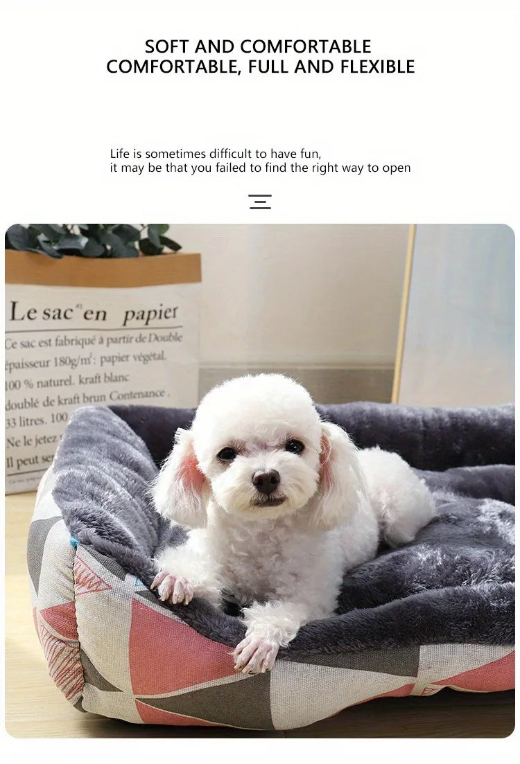 Cama Acolchada con Bordes para Perros y Gatos — Todos los Tamaños
