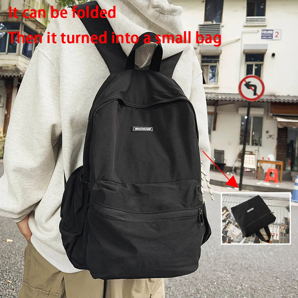 2025 nueva mochila plegable para mujer, mochila de gran capacidad, mochila de ordenador versión coreana Simple