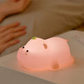 Luz nocturna de cerdito rosa, bonita luz nocturna de silicona, lámpara LED Pat, decoración de habitación, carga USB, lámpara de ambiente interior, regalo para niños