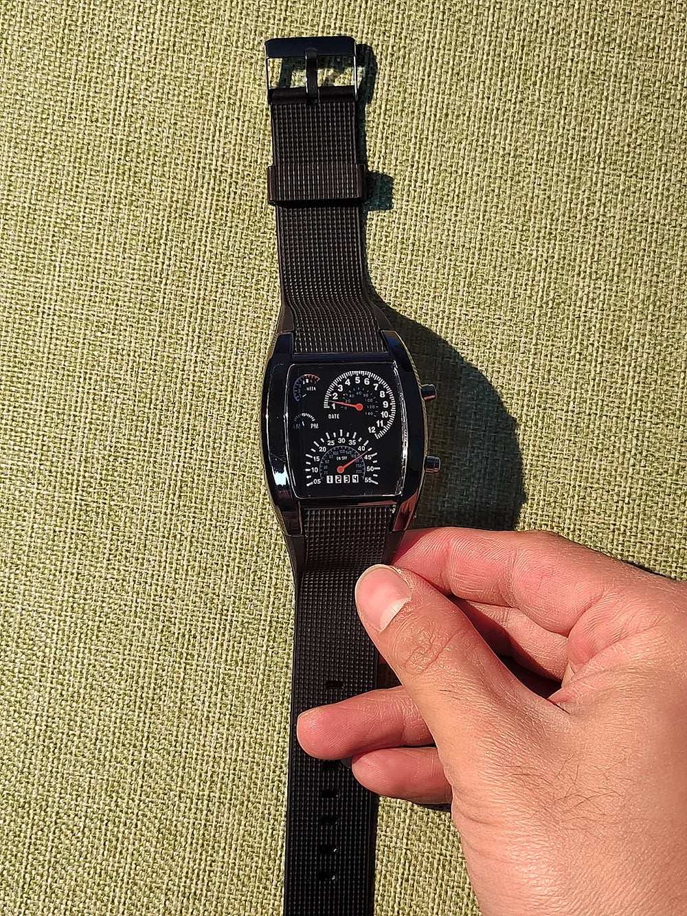 Reloj de pulsera de cuarzo a la moda para hombre, reloj electrónico LED de aviación deportiva, tablero de carreras con ventilador, reloj Digital masculino creativo para hombre