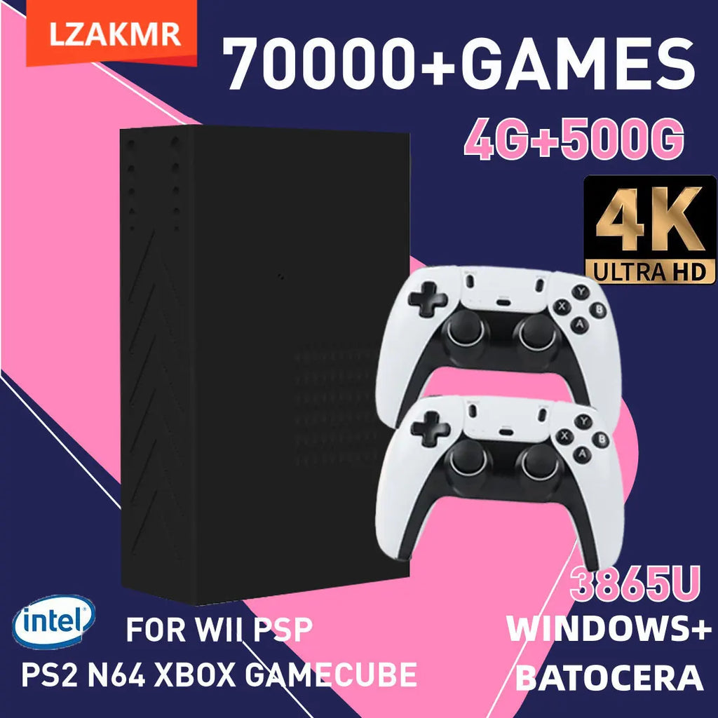 Consola de videojuegos Retro R3 PRO Batocera sistema 500GB 3865U 70000 + juegos para Wii PS2 PSP Saturn GameCube N64 mango inalámbrico