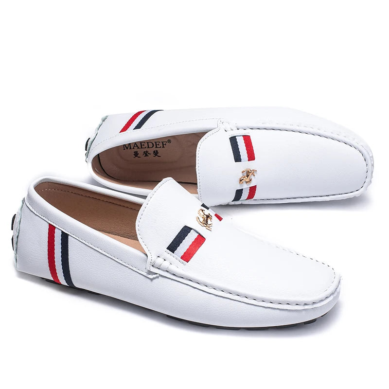 YRZL Mocasines blancos Mocasines de cuero PU negro para hombre Mocasines casuales sin cordones Hombres Mocasines cómodos Zapatos de conducción para hombres