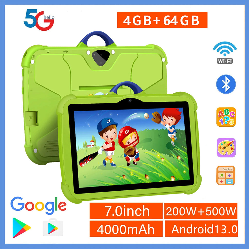 Tablet educativa para niños BDF 7": 4GB RAM, 64GB ROM, Android 13