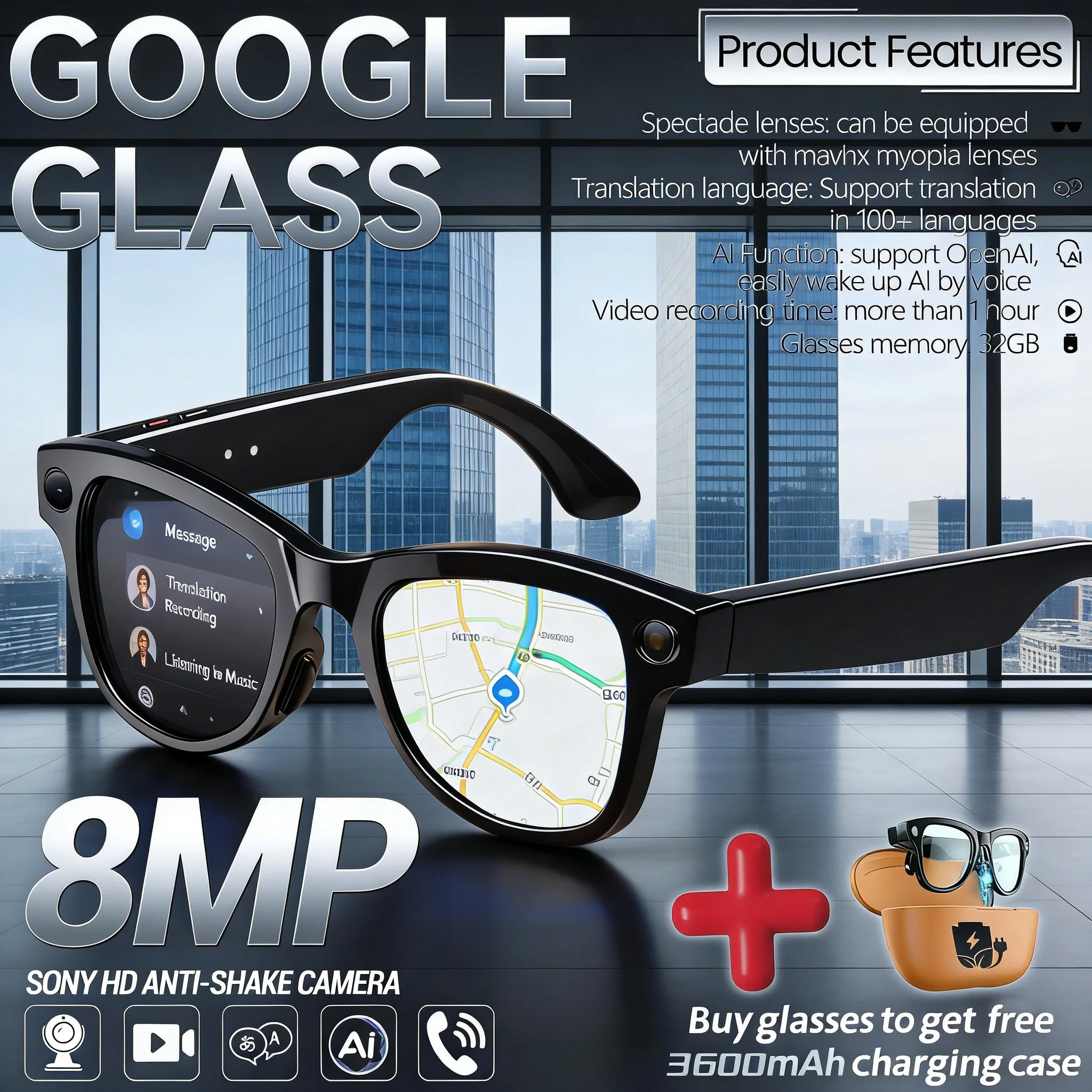 Gafas Inteligentes 2026 Cámara 800W y Traducción