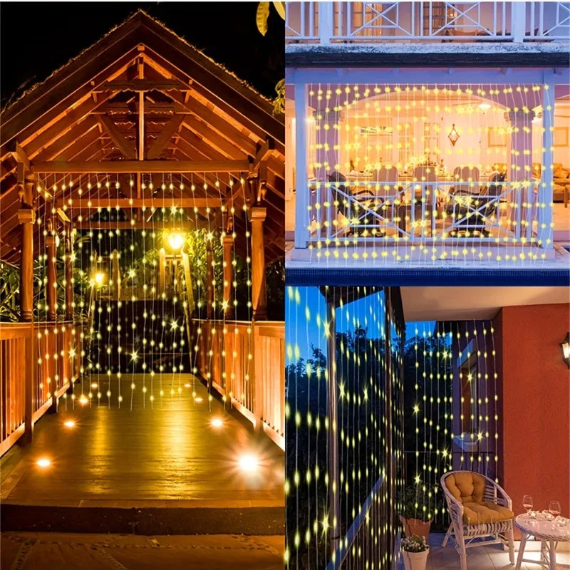 Luces de Cortina Solar LED para Jardín y Patio 100-300 LEDs