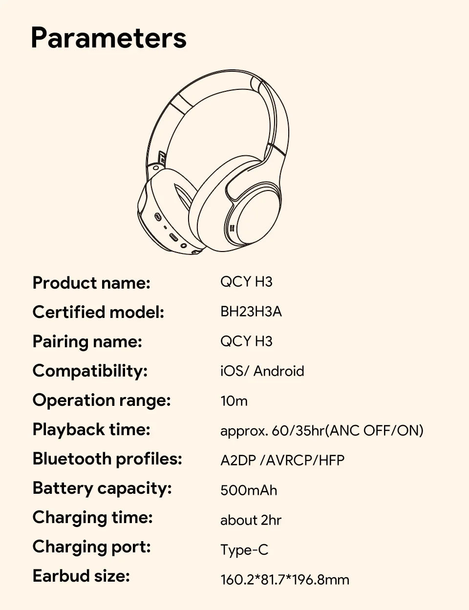 QCY H3 Auriculares ANC LDAC Bluetooth 5.4 60h