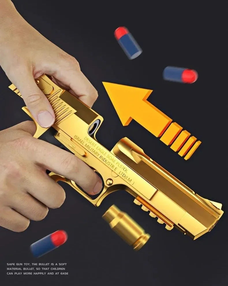 Pistola de Juguete Desert Eagle con Expulsión de Cartuchos, Pistola de Airsoft con Balas de Espuma Suave, Juguete de Combate al Aire Libre para Juegos de Disparos, Regalo de Cumpleaños o Halloween