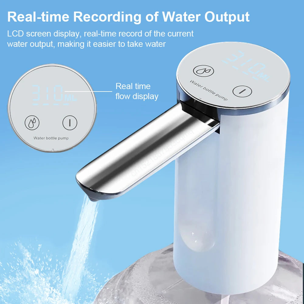 Bomba dispensadora de agua eléctrica para garrafón de 19 litros, recargable USB