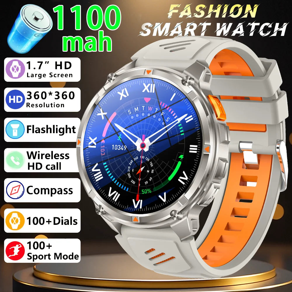 Reloj Inteligente HT33 con Linterna LED, Batería 1100mAh y Llamadas Bluetooth
