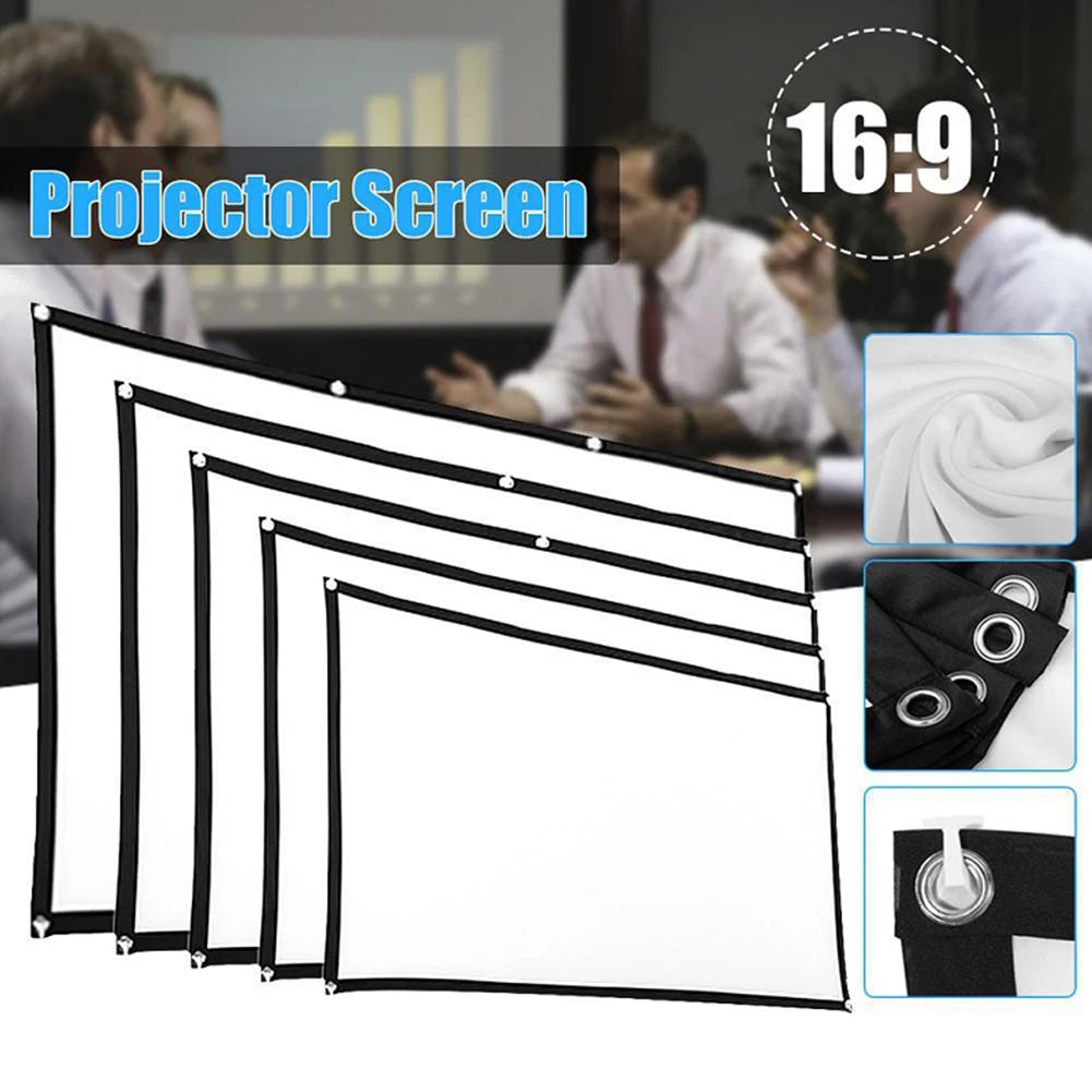 Pantalla de proyector Simple de alta definición para el hogar, cortina de proyección portátil antideslumbrante plegable, 60/72/84/100/120/150 pulgadas