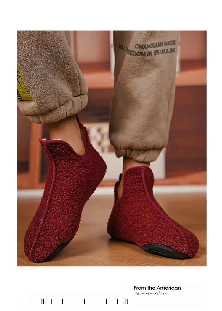 YRZL, zapatos de algodón de invierno para hombre, zapatillas ligeras sin cordones de alta calidad, mocasines de algodón de felpa para interiores, zapatos cálidos Unisex