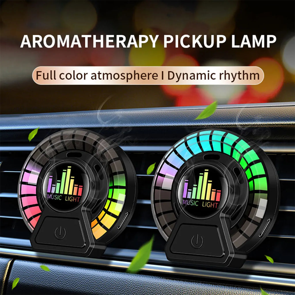 Ambientador de salida de aire para coche, aromaterapia rgb, lámpara de captación de sonido, lámpara LED de respiración, fragancia Floral de océano largo, aromaterapia sólida