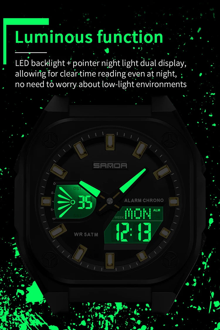 Reloj Digital Deportivo SANDA 6268 para Hombre Impermeable Multifunción