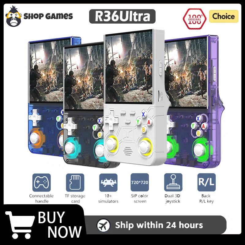 Consola de Videojuegos Retro R36 Ultra, Sistema Linux, Pantalla IPS de 4.0 Pulgadas