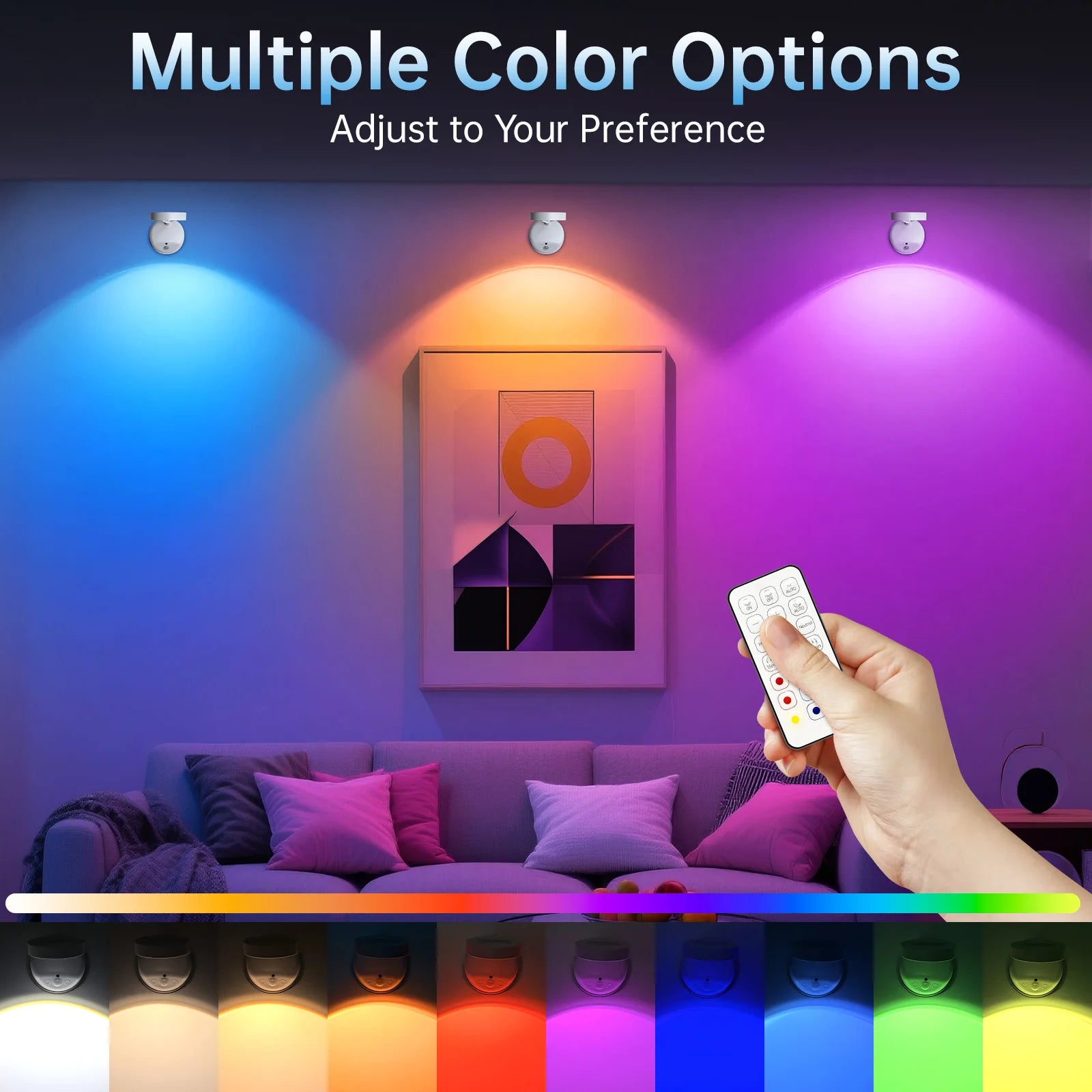 Lámpara de Pared LED RGB con Sensor, 16 Colores