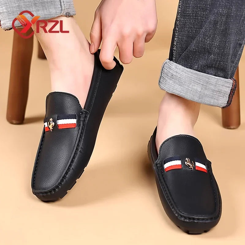 YRZL Mocasines blancos Mocasines de cuero PU negro para hombre Mocasines casuales sin cordones Hombres Mocasines cómodos Zapatos de conducción para hombres