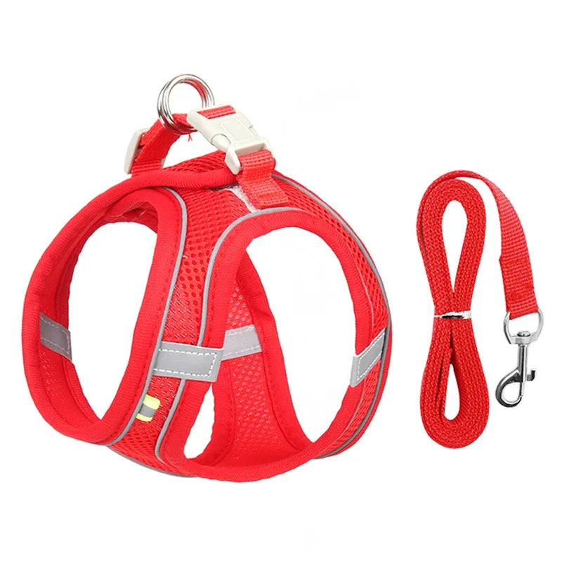 Arnés Chaleco Ajustable para Perros y Gatos con Correa Reflectante