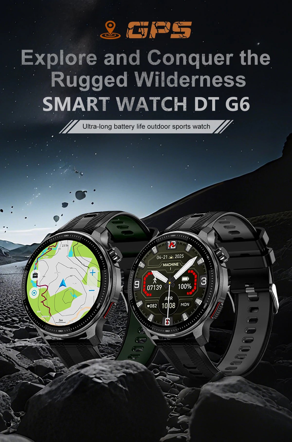 Reloj Inteligente 2026 con Mapa Sin Conexión, GPS Integrado, Posicionamiento Preciso, 4GB de Memoria, Brújula, Natación, Llamadas Bluetooth, Deportivo Militar para Hombre