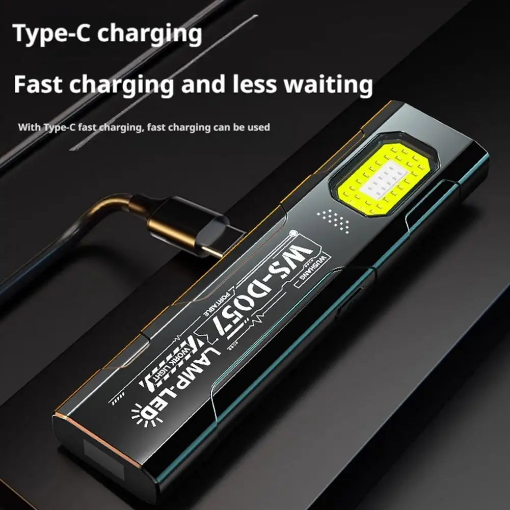 Linterna LED COB Recargable USB con Imán y Llavero - 5 Modos