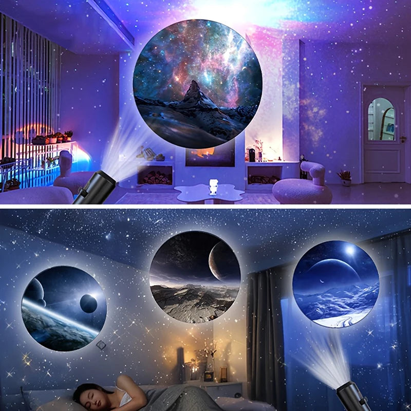🛒 Luz de Proyección LED Galaxia, 1 Luz + 10 Imágenes Intercambiables, Proyector LED Galaxia, Luz Nocturna de Cielo Estrellado