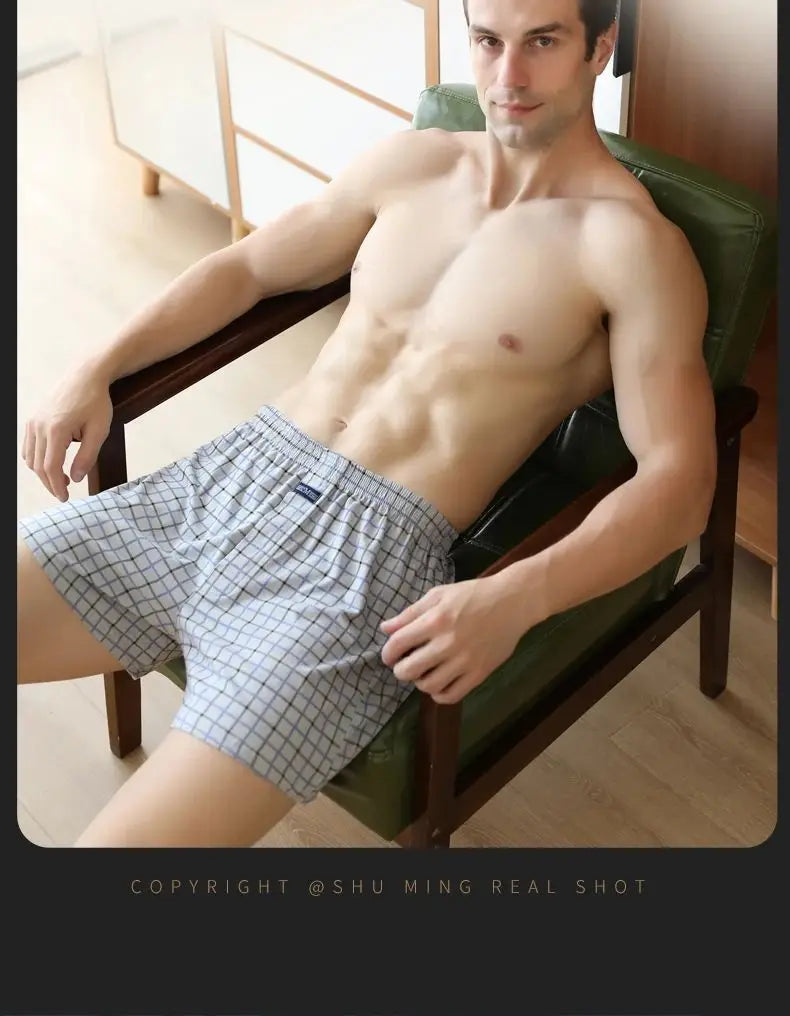 Pantalones Aro para hombre, ropa interior de celosía de algodón, pantalones cortos holgados de cintura alta para verano, finos y transpirables, calzoncillos con bolsa, M-3XL de talla grande