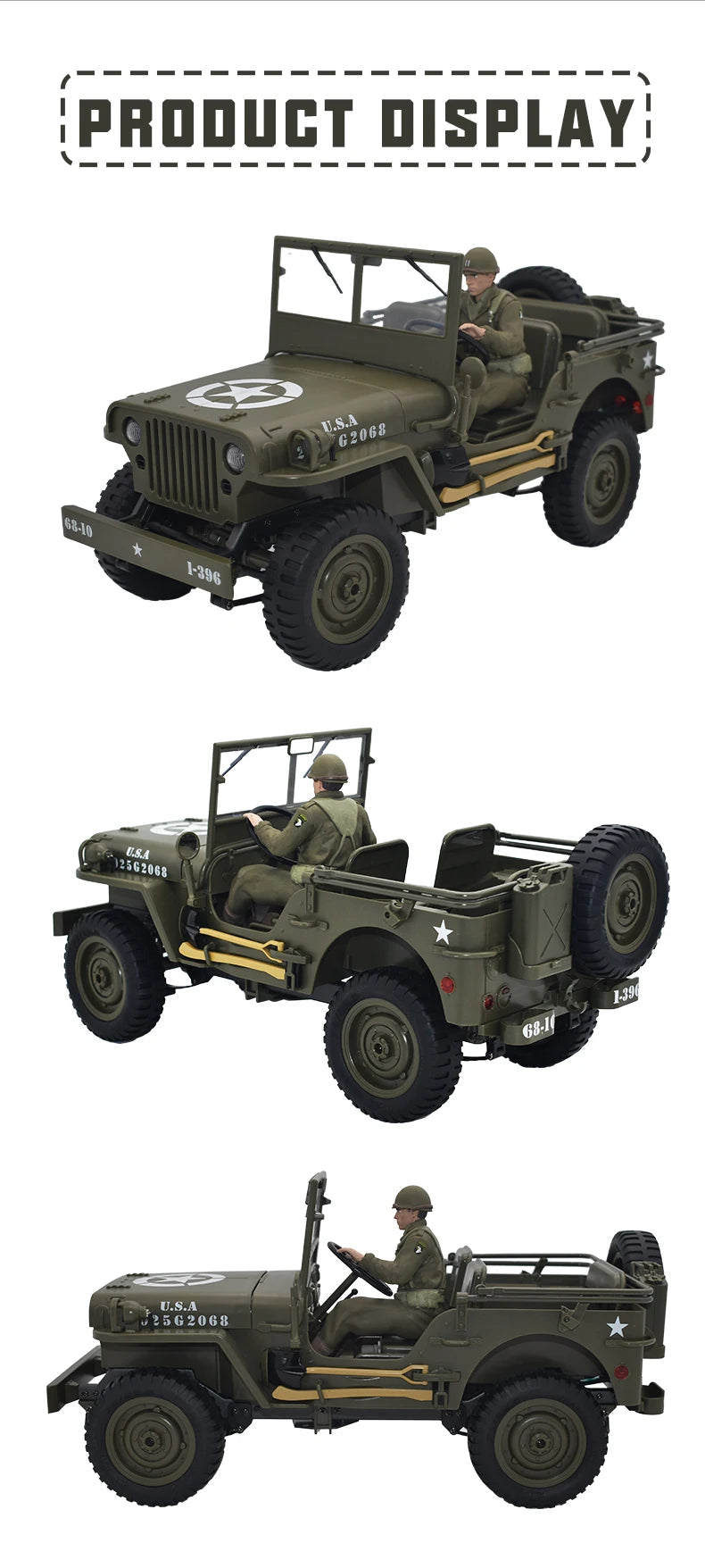 Coche RC Jeep Willys 1941, 2.4G 4WD, Crawler Militar Todoterreno