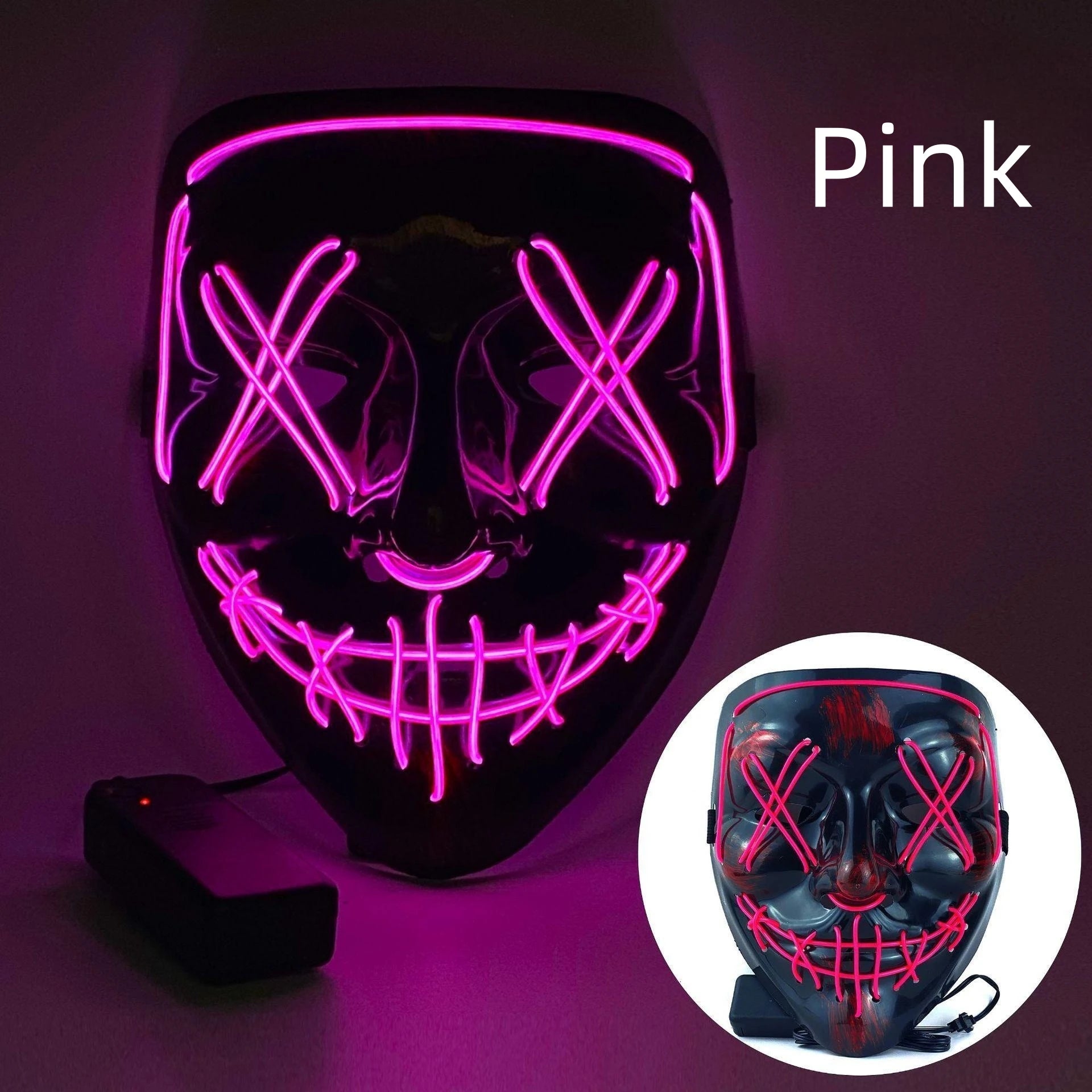 Máscara de purificación de neón para Festival de Música, Bar inalámbrico de Halloween, máscara de fiesta de Carnaval que brilla en la oscuridad, suministro de disfraces de Cosplay