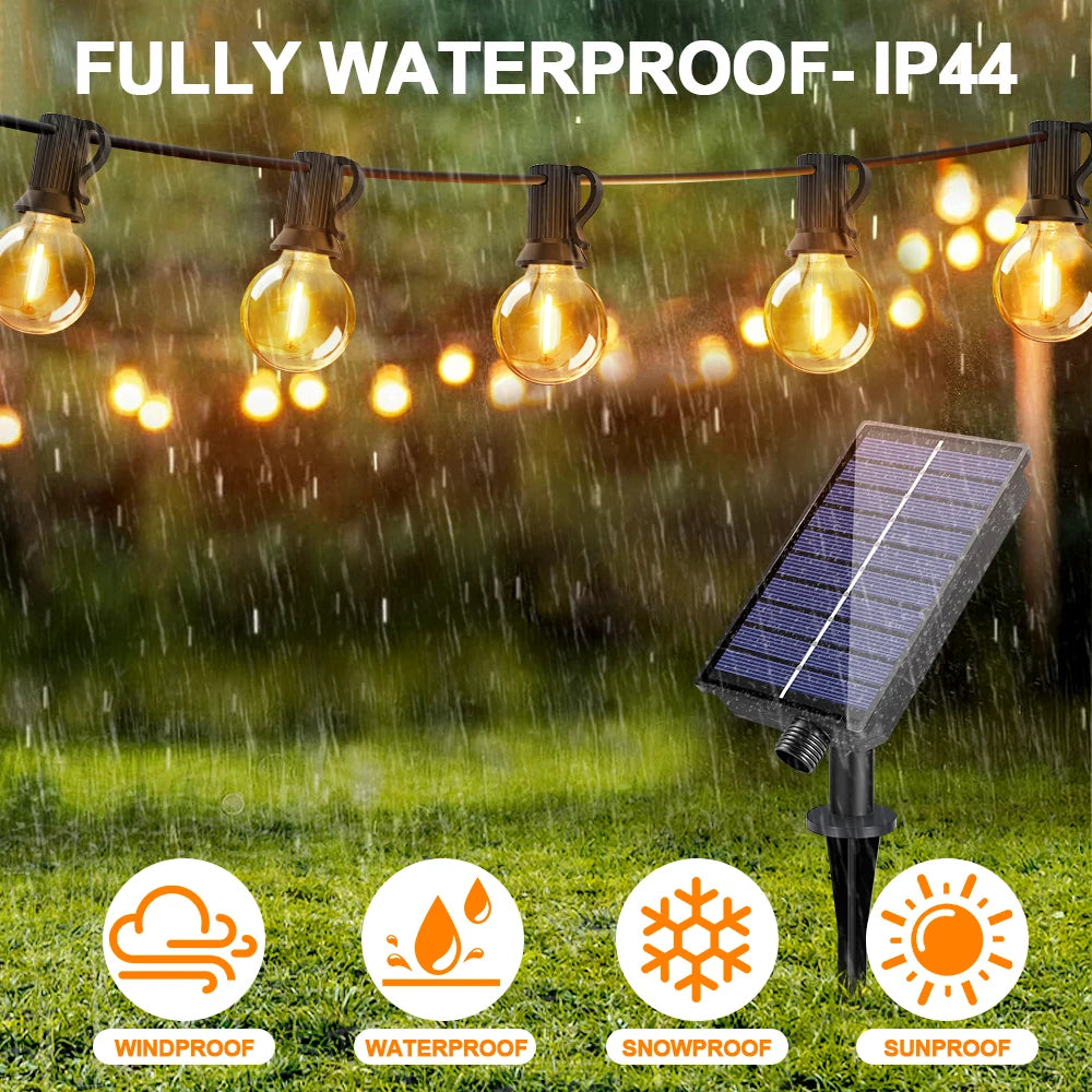 Guirnalda de Luces Solares G40 para Exteriores, Impermeable IP44, 7.6 a 30M