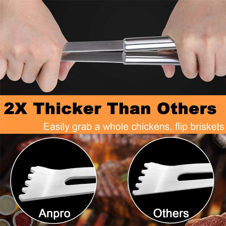 LMETJMA Juego de accesorios para parrilla de barbacoa, kit de utensilios de acero inoxidable para barbacoa con estuche, kit de utensilios prácticos portátiles para parrilla