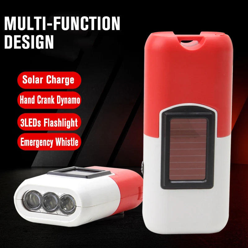 Linterna LED Dinamo de Manivela Solar para Camping