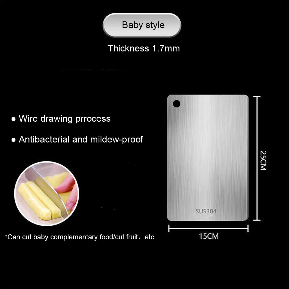Panel de acero inoxidable 316 y tabla de cortar, cocina, hogar, tabla de cortar de doble cara gruesa, bloque para amasar masa