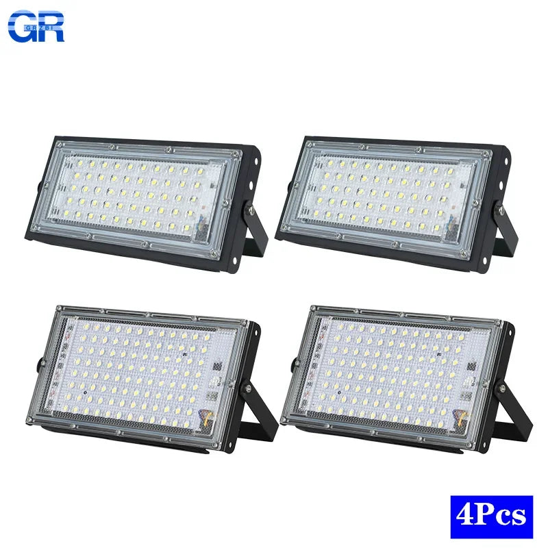Reflector LED 50W/100W IP65 Impermeable para Jardín, Garaje y Exteriores x4