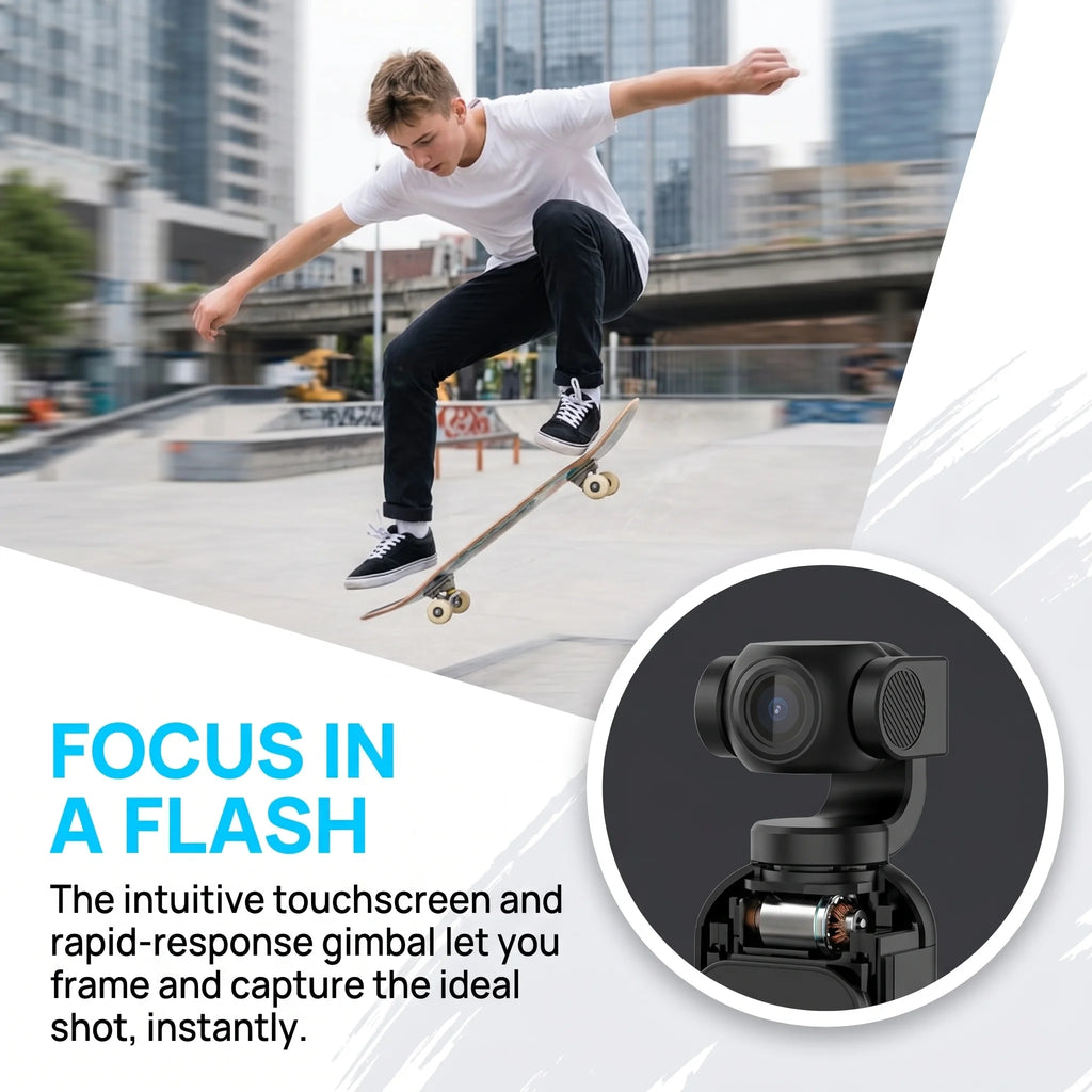 Cámara de bolsillo FHD 1080P con pantalla táctil, WiFi y montura magnética para vlogging