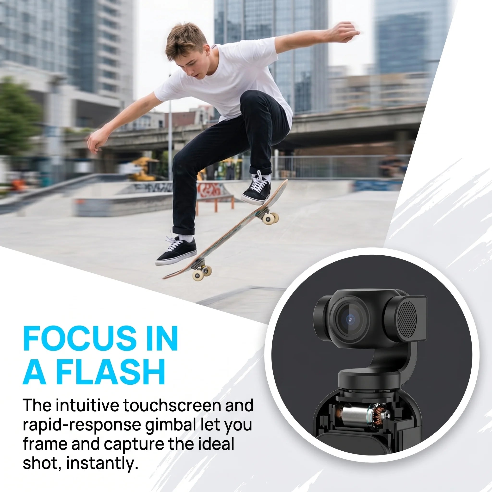 Cámara de bolsillo FHD 1080P con pantalla táctil, WiFi y montura magnética para vlogging