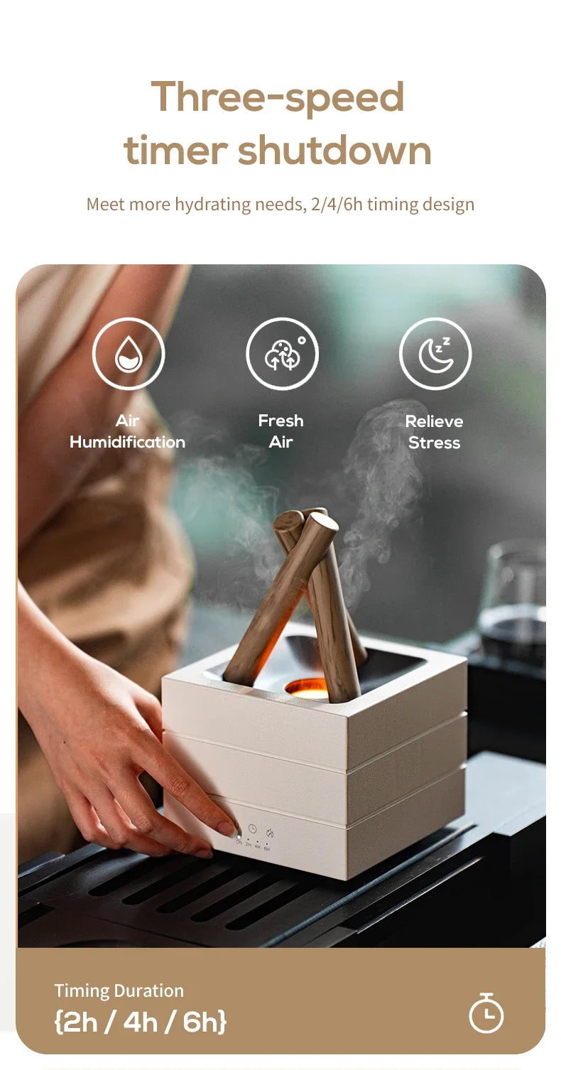 Difusor de Aroma de llama de 280ml, humidificador de aire USB, luz de ambiente colorida y Control remoto, difusor de Aroma de aceite esencial de hoguera