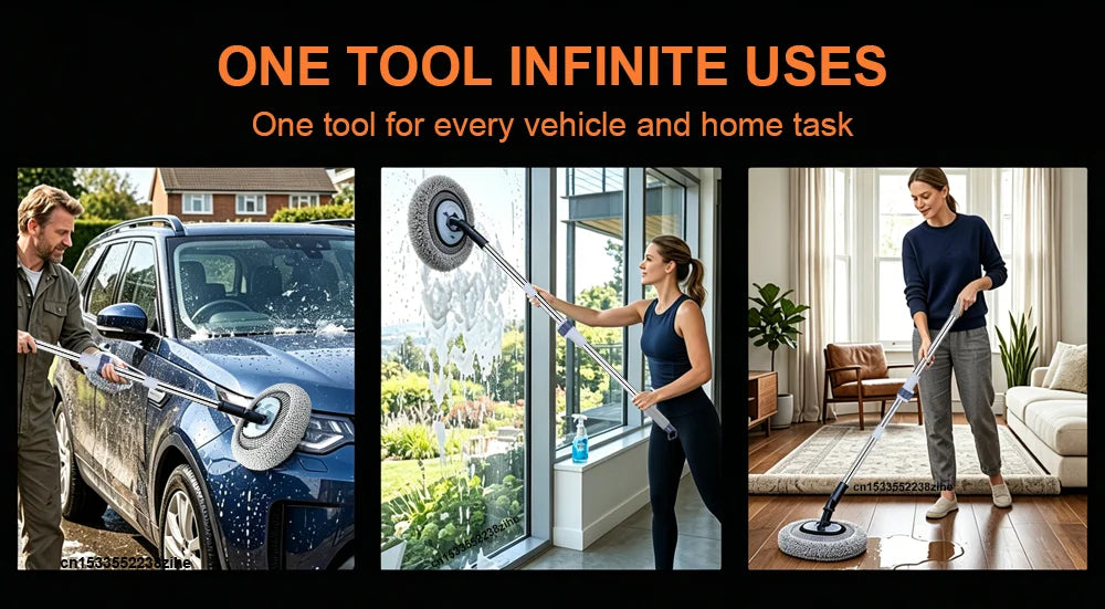 Cepillo telescópico para lavado de autos con microfibra y mango extensible