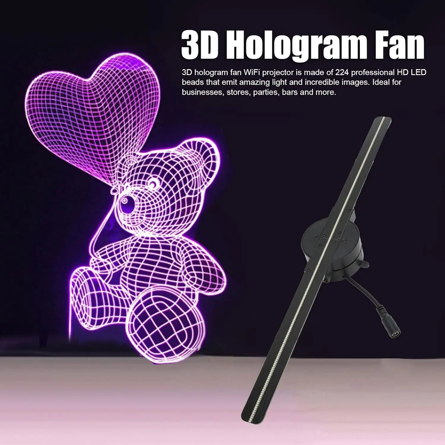 Ventilador Holográfico 3D WiFi 42CM Pantalla Publicitaria