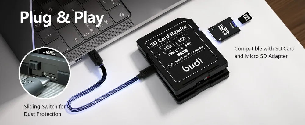 Estuche con Lector USB-C para Tarjetas de Memoria SD/TF