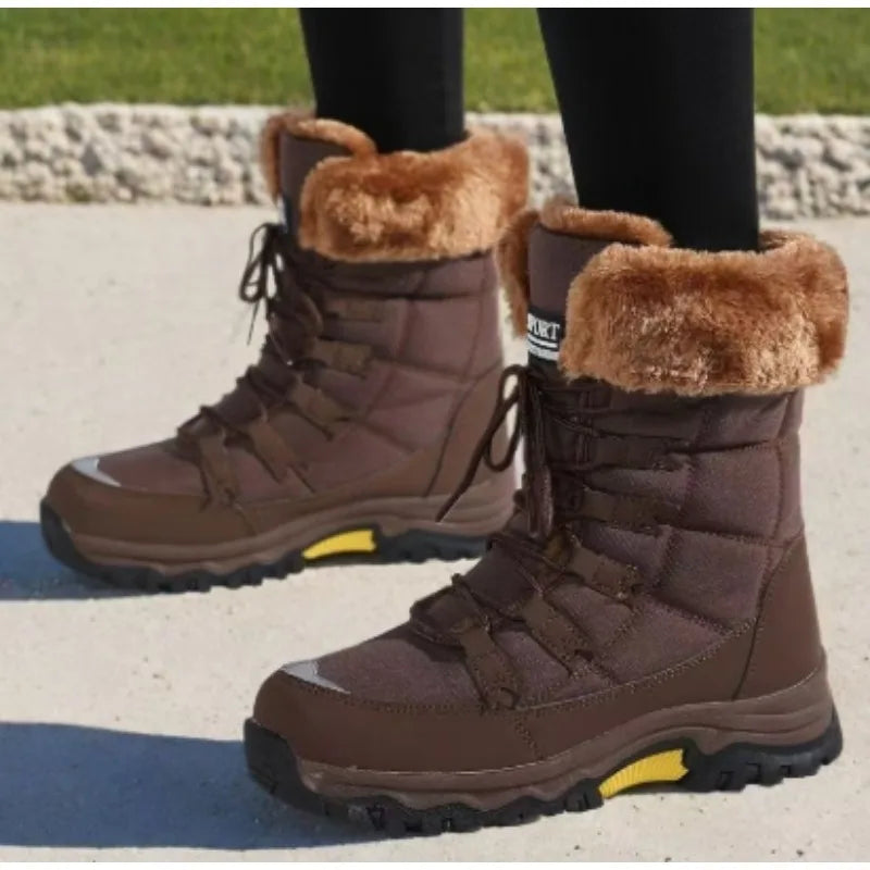 Botas de nieve para mujer forradas de felpa antideslizantes y cálidas